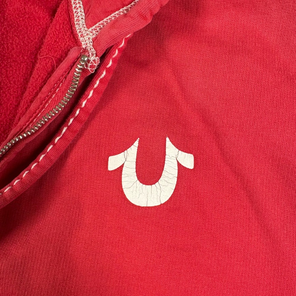 Vintage Y2K True Religion Hoodie Mens XXL Red Full Zip Buddha World Tour USA - Picture 2 of 9